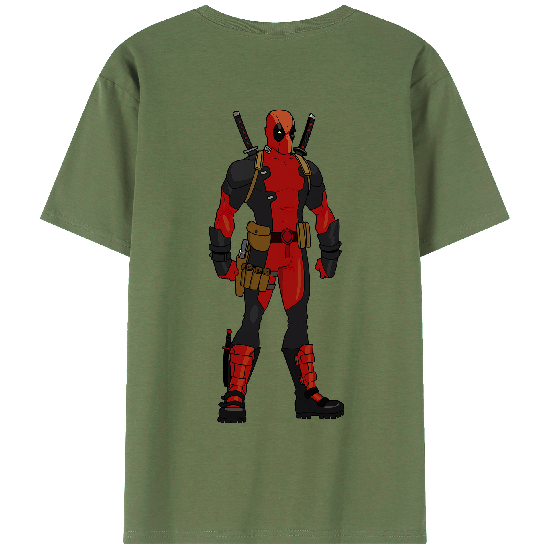 （画像用） Deadpool デッドプール 綿100％ メンズ半袖Tシャツ（バックプリント） 通気性